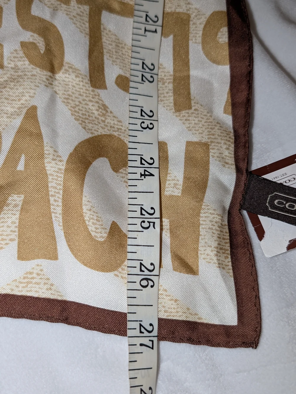 COACH Zebra Print Vintage Silk Scarf Tan Cream 27